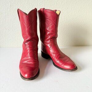 Vintage Red Justin Ropers Womens Size 6 1990s Red Cowboy Boots Western L3055
